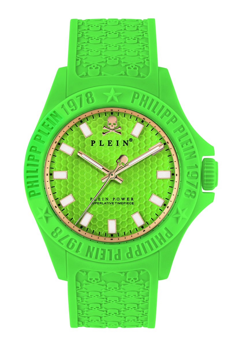 Philipp Plein Plein Power PWKAA1121 Horloge - Siliconen - Groen - Ø 43 mm