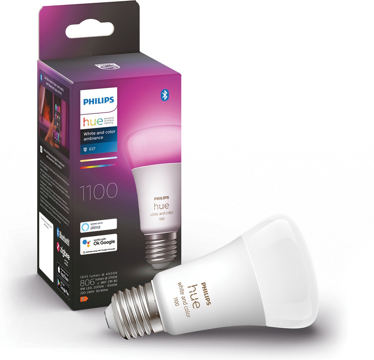 Philips Hue standaardlamp E27 Lichtbron - wit en gekleurd licht - 1-pack - 1100lm - Bluetooth - Philips Hue