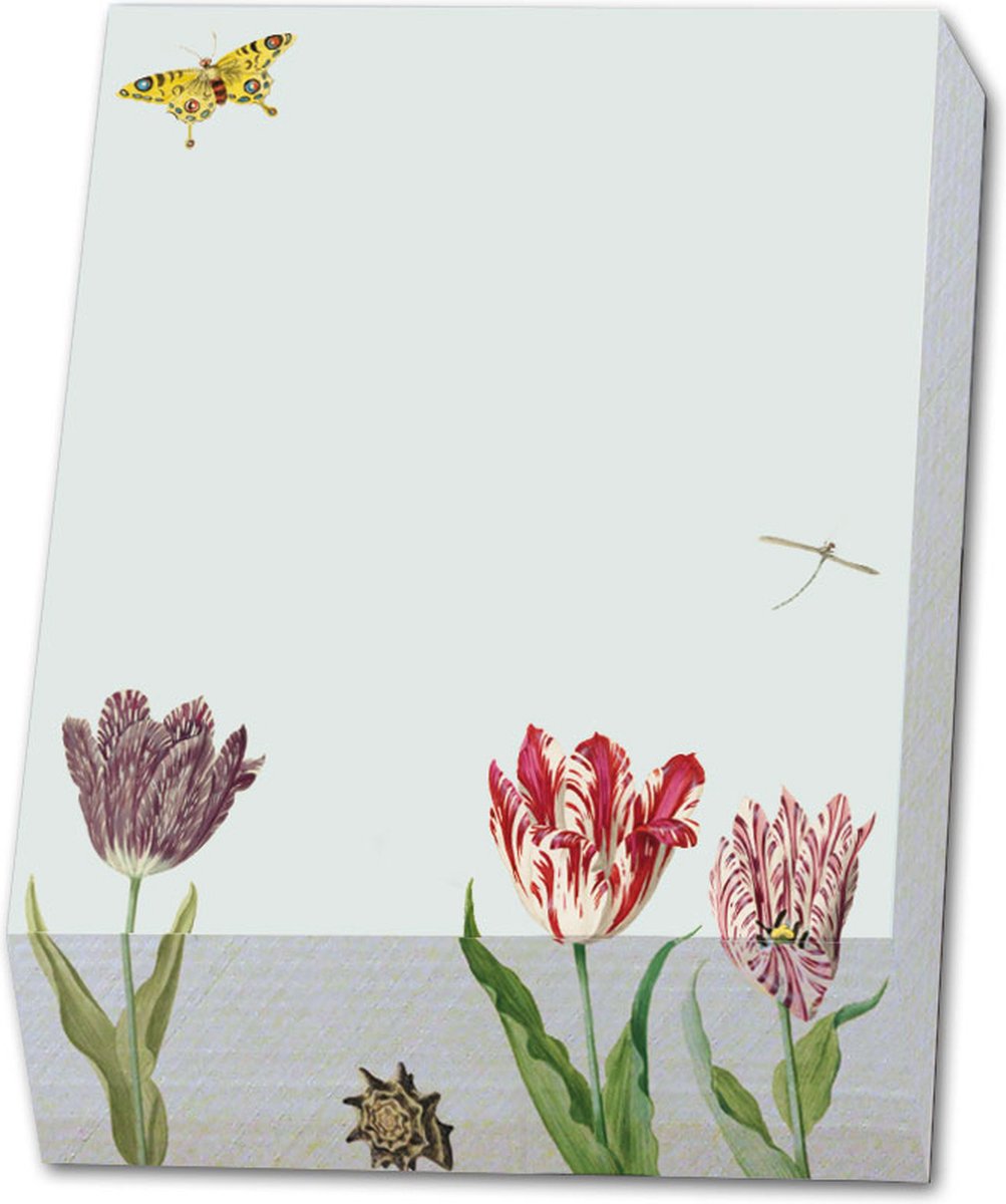 Bekking & Blitz - Memoblok - Memo blocnote - Notitieblok - Kunst - Botanische kunst - Bloemen -Tulpen - Tulips - Jacob Marrel - Collectie Rijksmuseum Amsterdam