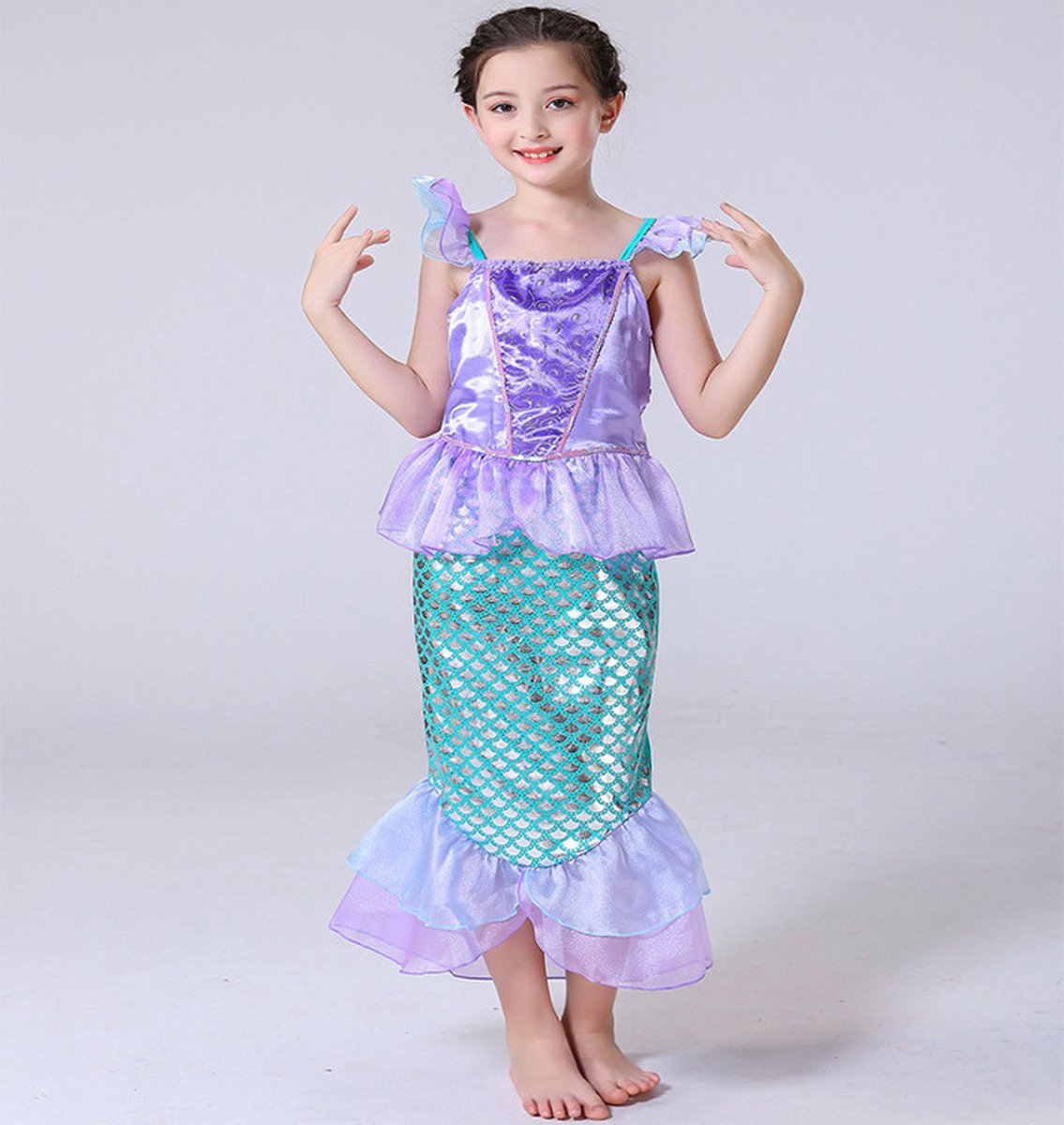 Joya Kids® Zeemeermin Verkleedjurk | Prinsessenjurk | Mermaid Verkleedkleding | Maat 140-146 (140) | Jurk + Mermaid Kroontje | Cadeau meisje Sinterklaas — afbeelding 5