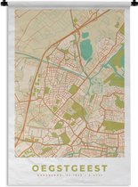 Wandkleed - Wanddoek - Oegstgeest - Stadskaart - Kaart - Plattegrond. - 60x90 cm - Wandtapijt