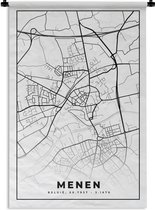 Tapisserie - Tapisserie - België - Menin - Plan de la ville - Carte - Zwart Wit - Carte - 90x135 cm - Tapisserie