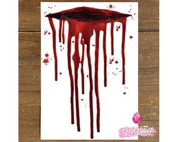 GetGlitterBaby® - Doorgesneden Keel Tattoo / Halloween Decoratie Versiering Wonden / Carnaval Schmink Make Up Wonden Snee Snijwond / Plak Neppe Fake Tattoe Tattoos Bloed / Tijdelijke Nep Tatoeage - Wond