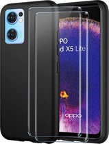 HB Hoesje Geschikt voor Oppo Find X5 Lite Zwart & 2X Glazen Screenprotector - Siliconen Back Cover