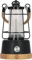 Brennenstuhl oplaadbare campinglamp met henneptouw en bamboevoet (350lm, IP44, brandtijd tot 75h, dimbaar, power bank, instelbare lichtkleur)