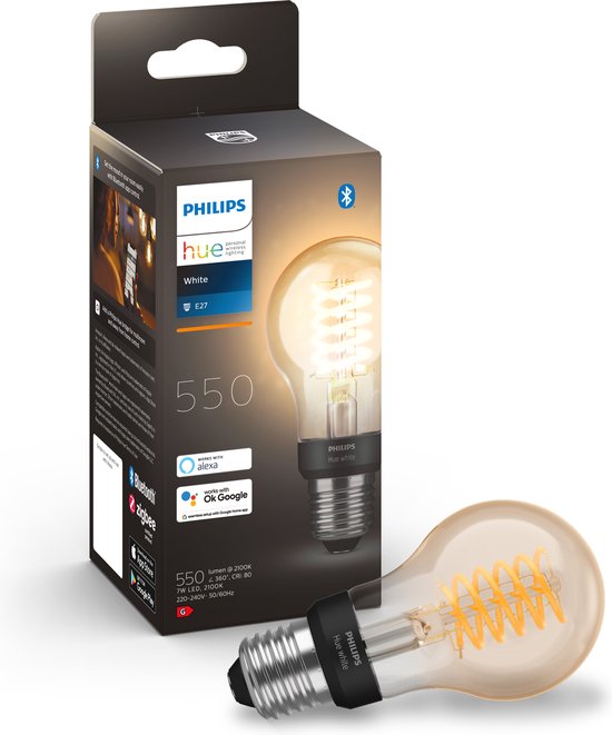 Philips Hue Filament Lichtbron E27 - zachtwit licht - Ø 6 cm - 7W - Bluetooth