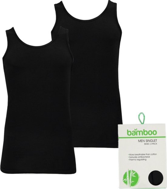 Apollo heren hemden Bamboo | MAAT L | 2-pack | zwart