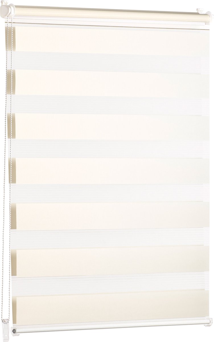 Blumtal Gestreepte Gordijnen - Transparante Rolgordijnen - Kant en Klaar - 100 x 155cm, Ivoor - Set van 1