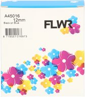 FLWR - Printetiket / 45016 12mm zwart op blauw - Geschikt voor Dymo
