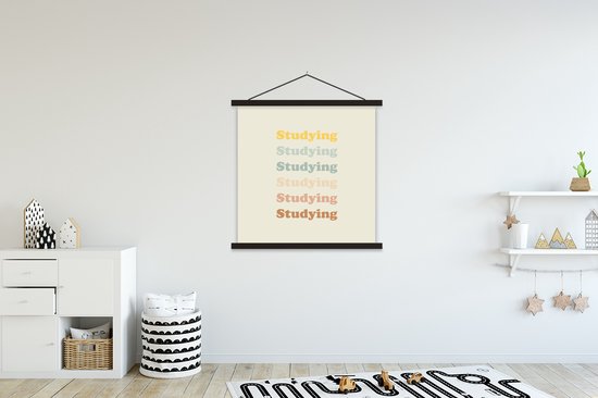 Support pour affiches avec affiche 120 x 120 cm - Affiche scolaire - Étude - Apprendre - Citations - Étudiants - Étude - Affiche textile - Lattes noires