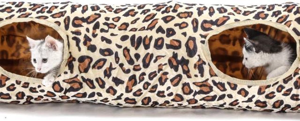 Kattentunnel - Speeltunnel kat - Kattenspeelgoed- Kattenspeeltje- Katten tunnel - Kattenhuis - speelgoed kat - 130 x 25 - Leopard - Billy & Becky — afbeelding 7