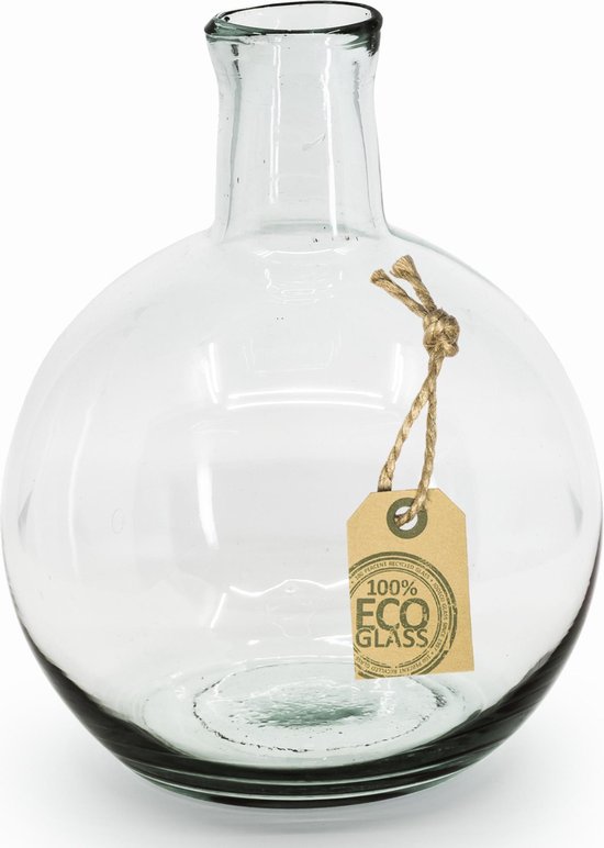 Transparante ronde fles vaas/vazen eco glas x 24 - Gerecycled glas -... | bol.com