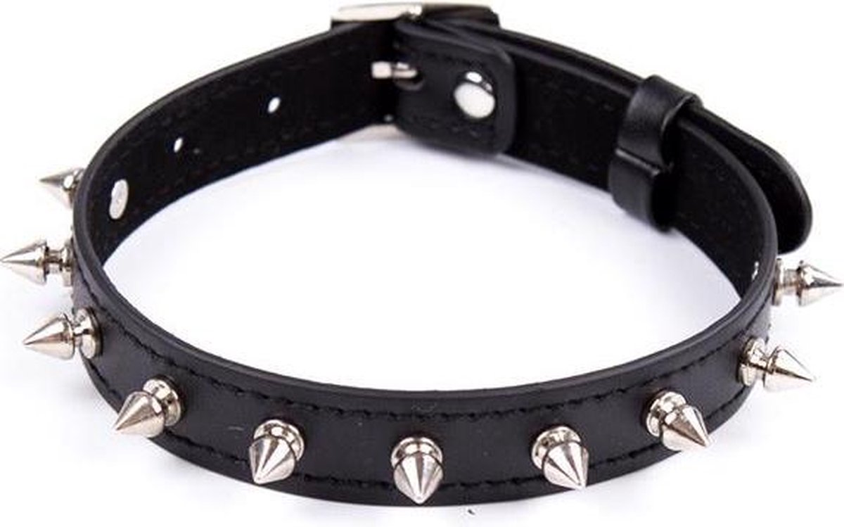 Goedkoopste Fetish Addict - Halsband met Pinnen - 43cm - Zwart