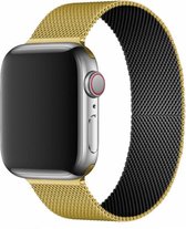 Milanese Loop Armband Voor Apple Watch 38/40 MM Iwatch Metalen Milanees Horloge Band – Meerdere nieuwe kleuren - Zwart/Goud Let op: smartwatch wordt niet meegeleverd, alleen het ba