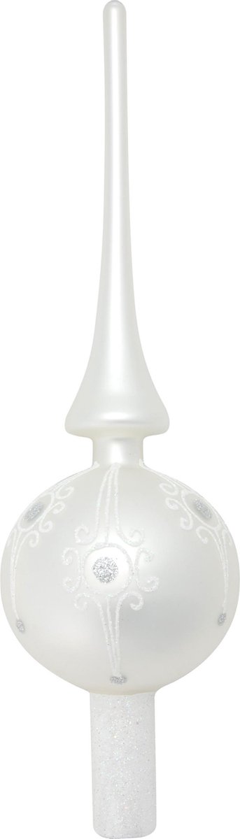Vintage glazen kerstboompiek zilver winters tafereel – Het is Vintastisch