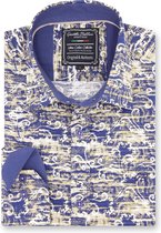 Heren Overhemd - Slim Fit - Art Of Ornament - Blauw - Maat L