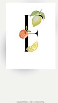letter F op kaart 6x8cm voor naamslinger
