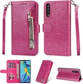 Glitter Bookcase voor Samsung Galaxy A20e | Hoogwaardig PU Leren Hoesje | Lederen Wallet Case | Telefoonhoesje | Pasjeshouder | Portemonnee | Roze