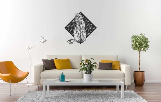 Line Art - Cat 5 avec fond - M - 60x60cm - décoration murale géométrique