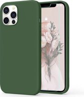 HB Hoesje Geschikt voor Apple iPhone 12 & 12 Pro Groen - Siliconen Back Cover & Glazen Screenprotector