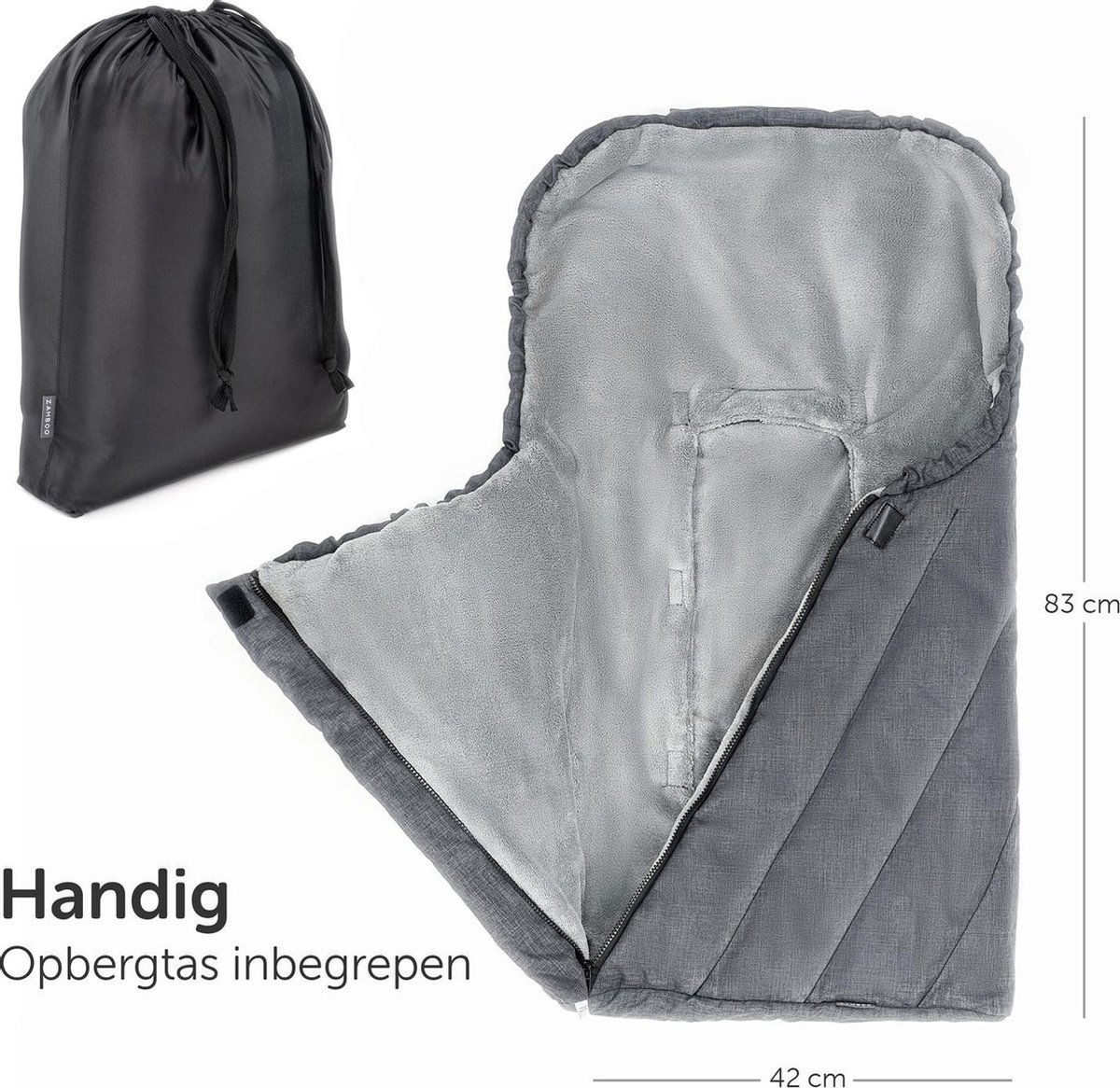 Zamboo Voetenzak Autostoeltje Deluxe Universeel Water En Vuilafstotend Zwart Grijs 550236318