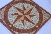 Mozaiek tegel - medallion - windroos - marmer - rood beige creme - 60 x 60 cm - 018