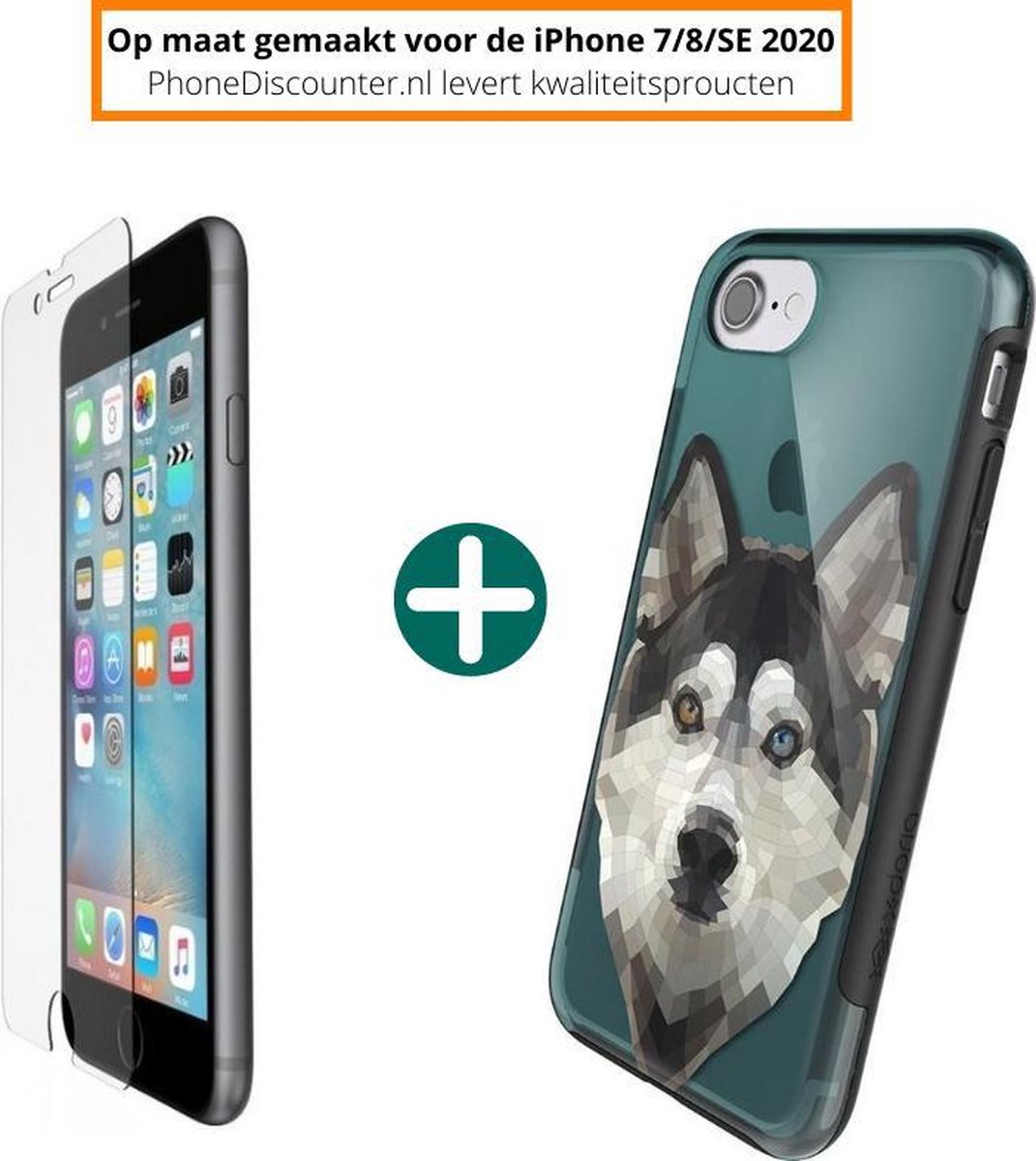 iphone 7 beschermhoes | iPhone 7 case | iPhone 7 hoes wolf grijs| hoesje iPhone 7 apple | iPhone 7 hoes Cover Hoesjes + iPhone 7 Screen Protector Glas Screenprotector