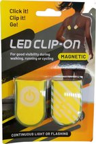 Hardloop verlichting - GEEL -Magnetische led-klip inclusief batterij - Zichtbaar in het donker - Reflecterende bank - Hond uitlaten - Hondenlamp - Armlamp - Arm licht - Loop lichtje - looplicht - hardloop verlichting - wandel verlichting