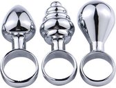 Metalen Buttplug set van Intenz - 3 Delig - Mini – Startersset - Seksspeeltjes Voor Koppels - Voor Mannen en Vrouwen - Hart - Zilver - Seksspeeltje - Anal Plug Set - Beginner - But