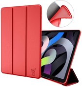 Hoesje geschikt voor iPad Air 2022 / 2020 10.9 - Trifold Smart Book Case Cover Leer Tablet Rood