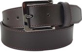 Heren riem echt leer - donkerbruin - donkere gesp - broekriem - pantalon riem - leren riem - taillemaat 110 cm