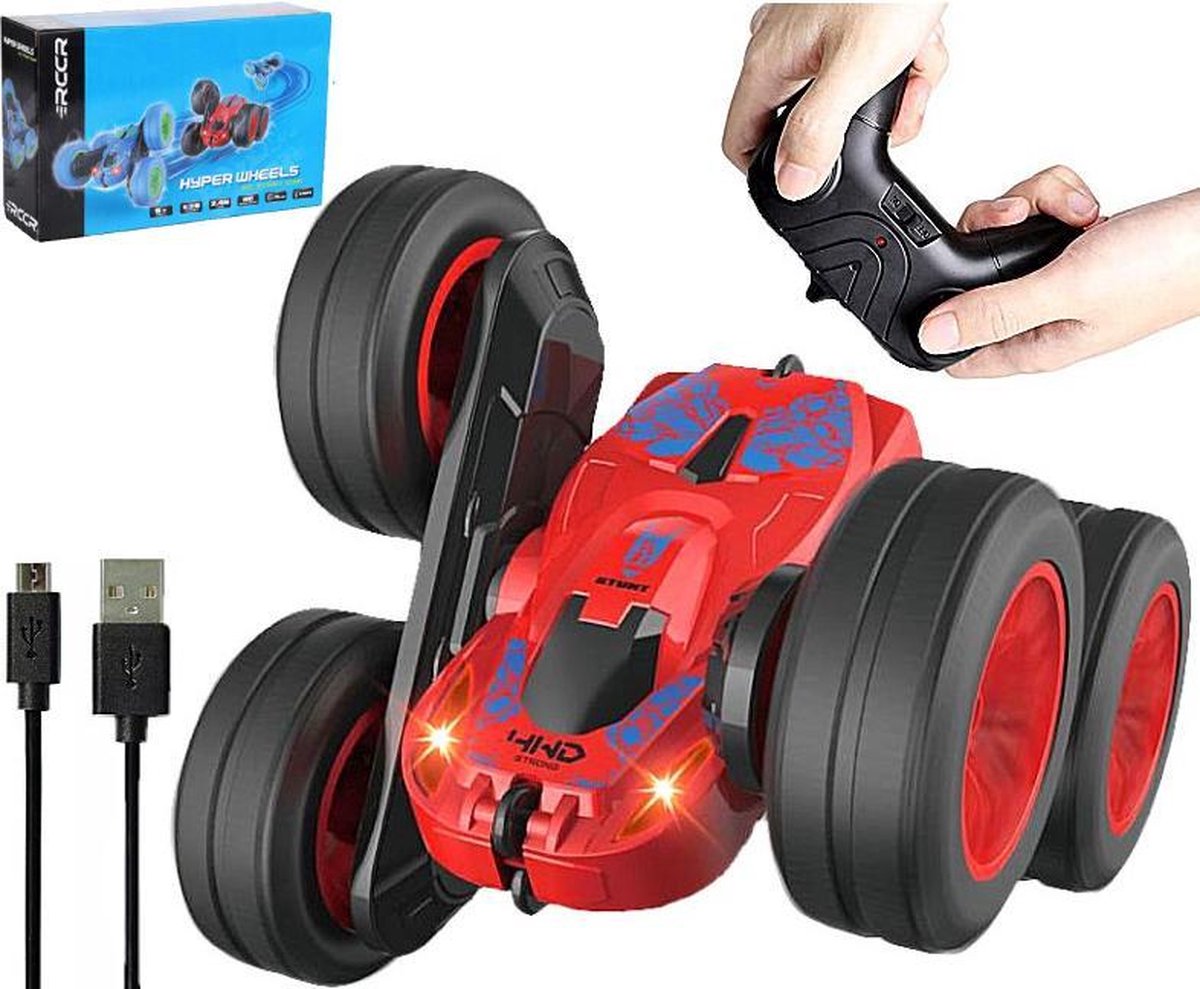 HyperWheels - Bestuurbare Auto voor Jongens - Speelgoed Stuntauto voor Binnen of Buiten - Rood met Zwart - incl. 2 accu's — afbeelding 12