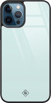 iPhone 12 Pro hoesje glass - Pastel blauw | Apple iPhone 12 Pro  case | Hardcase backcover zwart