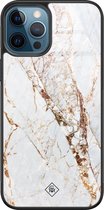 iPhone 12 Pro hoesje glass - Marmer goud | Apple iPhone 12 Pro  case | Hardcase backcover zwart