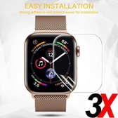 3x Stuks Apple iWatch 4/5/6/SE (42 mm) Hydrogel Bescherm Folie Rand tot Rand Bescherming - Screenprotector Apple Watch 42mm