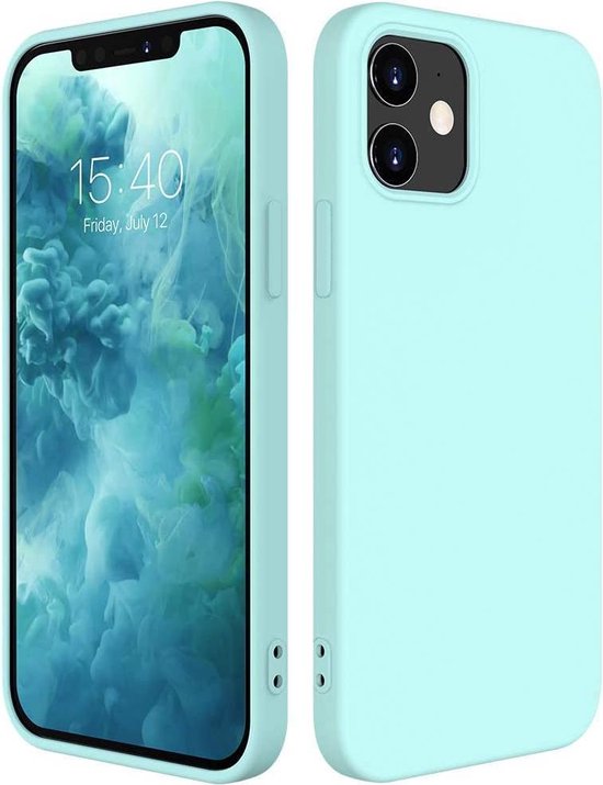 HB Hoesje Geschikt voor Apple iPhone 12 Mini Turquoise - Siliconen Back Cover