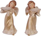 Kerst engels met waxinelichthouder - set van 2 stuks - porselein - kerstmis