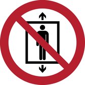 Pictogram bordje Verboden lift te gebruiken door personen | Ø 100 mm - verpakt per 2 stuks