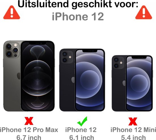 Hoesje Geschikt voor iPhone 12 Hoesje Siliconen Shock Proof Case Hoes Met Screenprotector - Hoes Geschikt voor iPhone 12 Hoes Cover Case Shockproof - Transparant - BTH