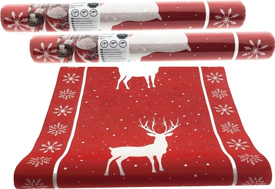 Merchandiser kortademigheid pijpleiding Kerst 3-IN-1 ROL Tafelloper en Placemats – Rood - 40 cm x 3,2 meter - 2  Stuks | bol.com