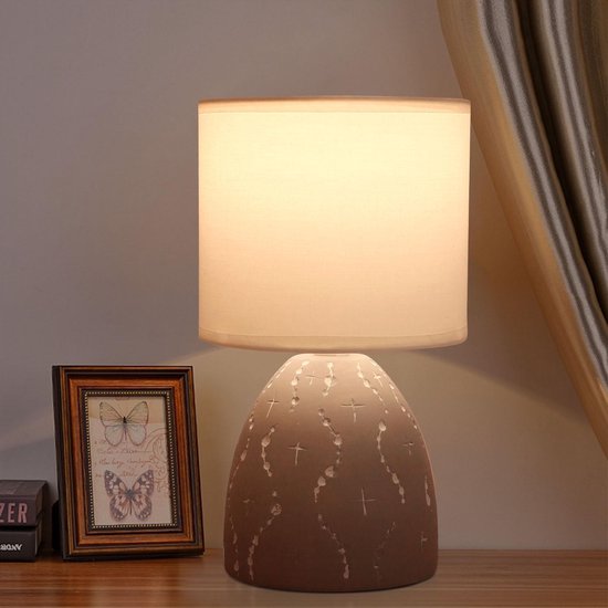 Aigostar Tafellamp - Keramiek - Lamp met witte kap - H25