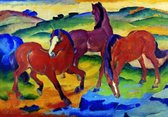 Kunstdruk Franz Marc - Die roten Pferde 100x70cm