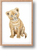 Poster leeuwtje - A4 - mooi dik papier - Snel verzonden! - tropisch - jungle - dieren in aquarel - geschilderd door Mies