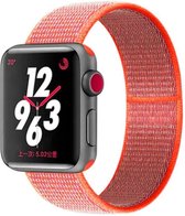 Nylon Horloge Band geschikt voor Apple Watch 1, 2, 3, 4, 5, 6, 7, 8, SE & Nike+, 42mm & 44mm "Mannenbreedte" Series – Maat: zie maatfoto - Oranje - Roze, Zacht Geweven Nylon - 42 mm en 44 mm - Orange - Pink