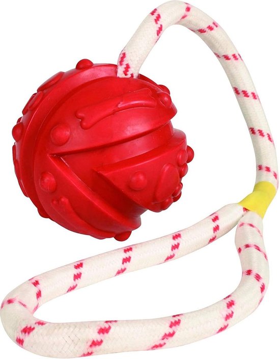Trixie bal aan touw natuurrubber drijvend assorti 4,5 cm / 35 cm