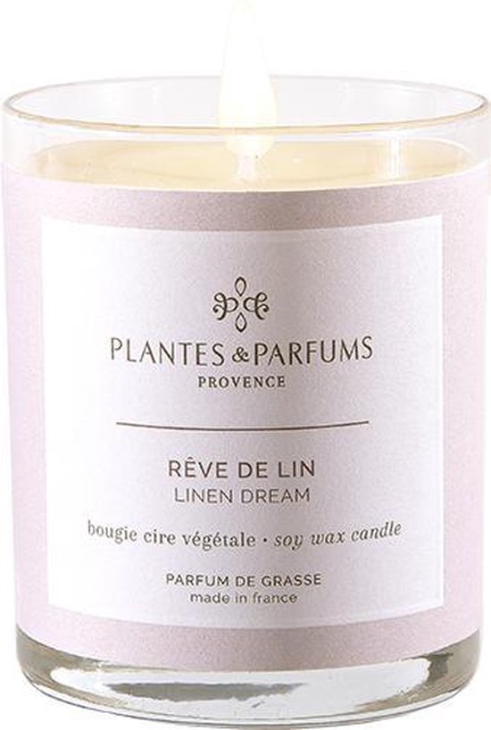 Plantes & Parfums Linnen Dream Soja Wax Geurkaars  (tevens handcrème) - Poederige Geur - 180g - 40u