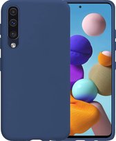 Hoesje Geschikt voor Samsung Galaxy A50 Hoesje Siliconen Case - Hoes Geschikt voor Samsung A50 Hoes Siliconen - Donkerblauw