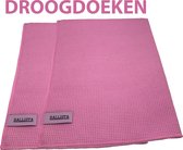 Ballista droogdoeken origineel schoonmaak droogdoeken 45 x 60 cm roze 2 stuks