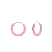 Aramat jewels ® - Gekleurde zilveren oorringetjes 925 zilver roze 10mm x 1mm