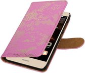 Wicked Narwal | Lace bookstyle / book case/ wallet case Hoes voor Huawei Y5 II Roze